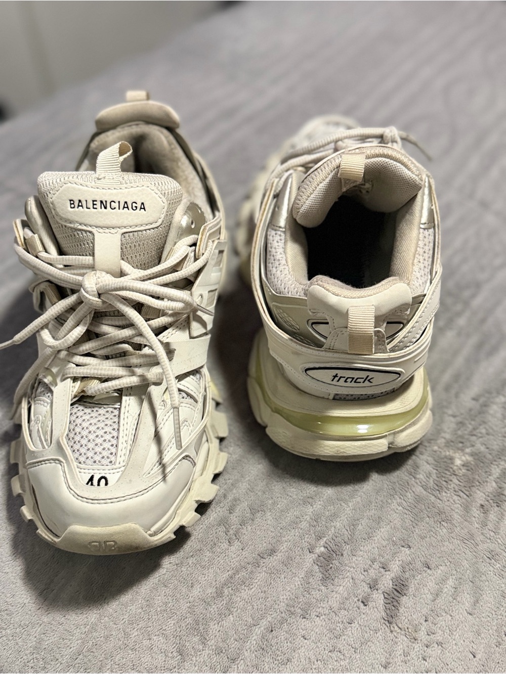 Balenciaga Women’s Track Sneakers in Cream/Off-White
